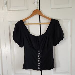 Hot Topic Womens Black Blouse Size Med Whimsigoth Goth Emo Renaissance Milkmade